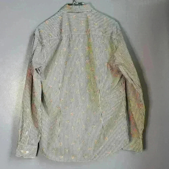 Bugatchi Men's Shaped Fit Spring Rose Print Pin Stripe Button Up Shirt sz M - Picture 5 of 11